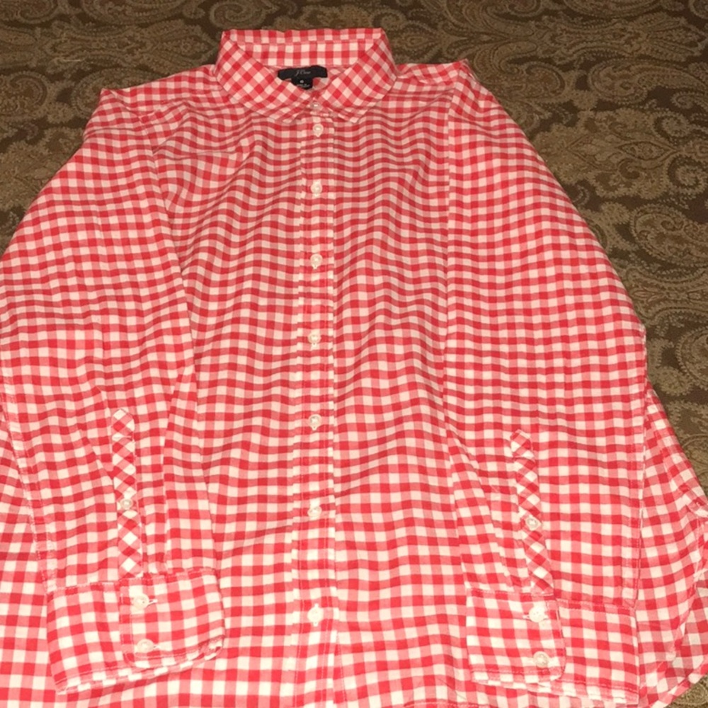 J.Crew Gingham Cotton Voile Check Shirt Size 6 NWT